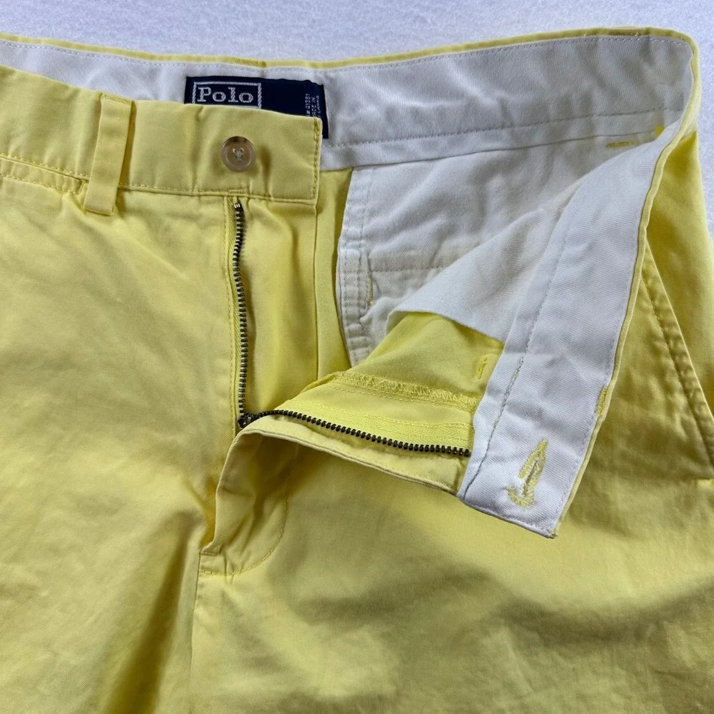 Polo Ralph Lauren Mens Yellow Cotton Chino Shorts Size 30 Preppy Classic Twill